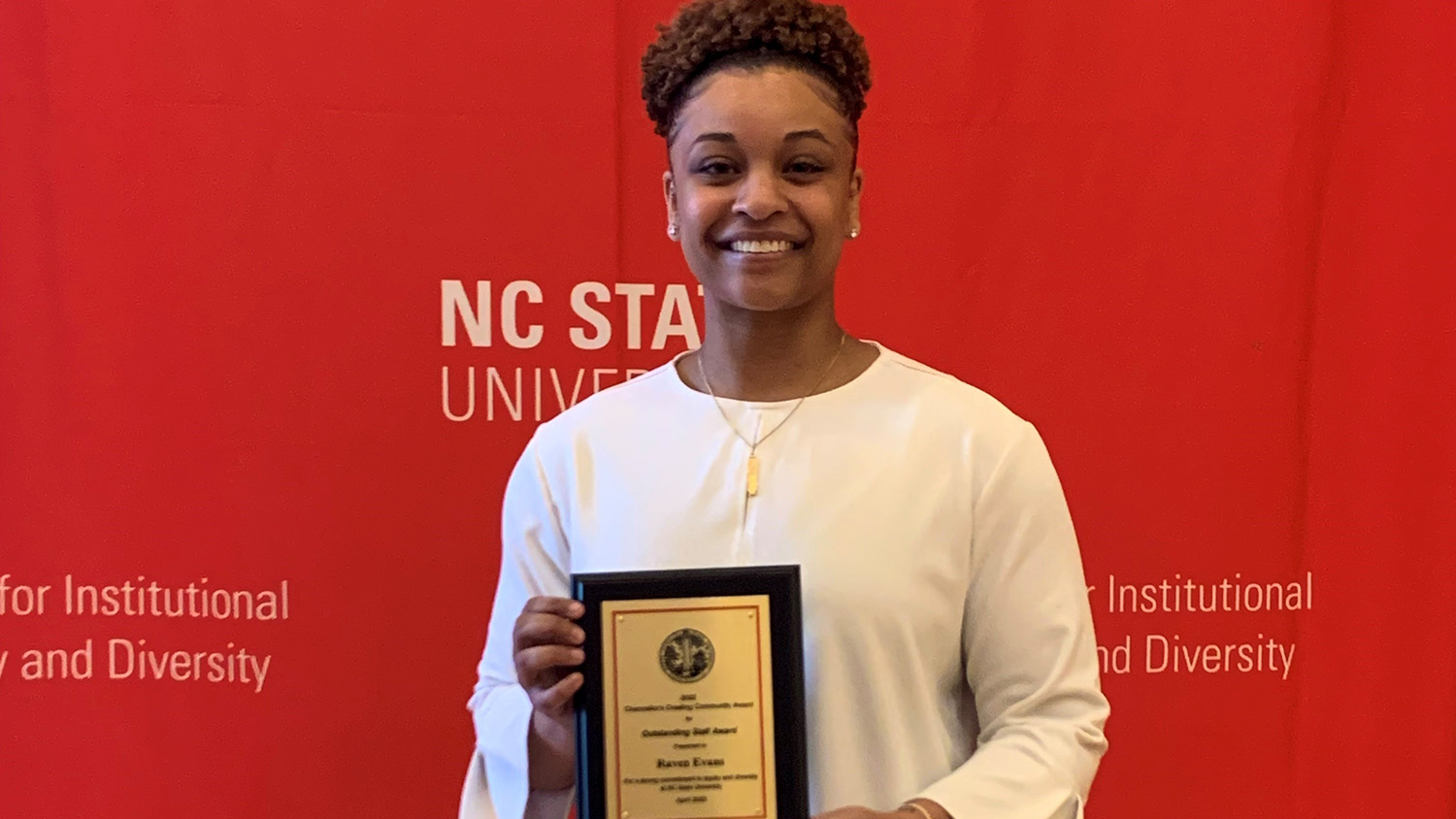 NC State staff member Raven Evans recently won the Office of Finance and Administration’s Award for Excellence in Human Relations and the Chancellor’s Creating Community Award for Outstanding Staff.