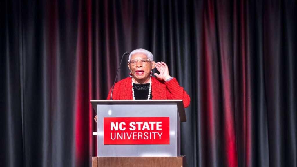 Ada Baldwin, director of housekeeping at NC State, was the keynote speaker at the 2024 Sisterhood Dinner.